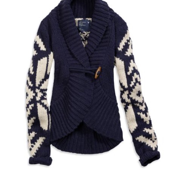 American Eagle Fair Isle ToggleWrap Sweater - Picture 2 of 5